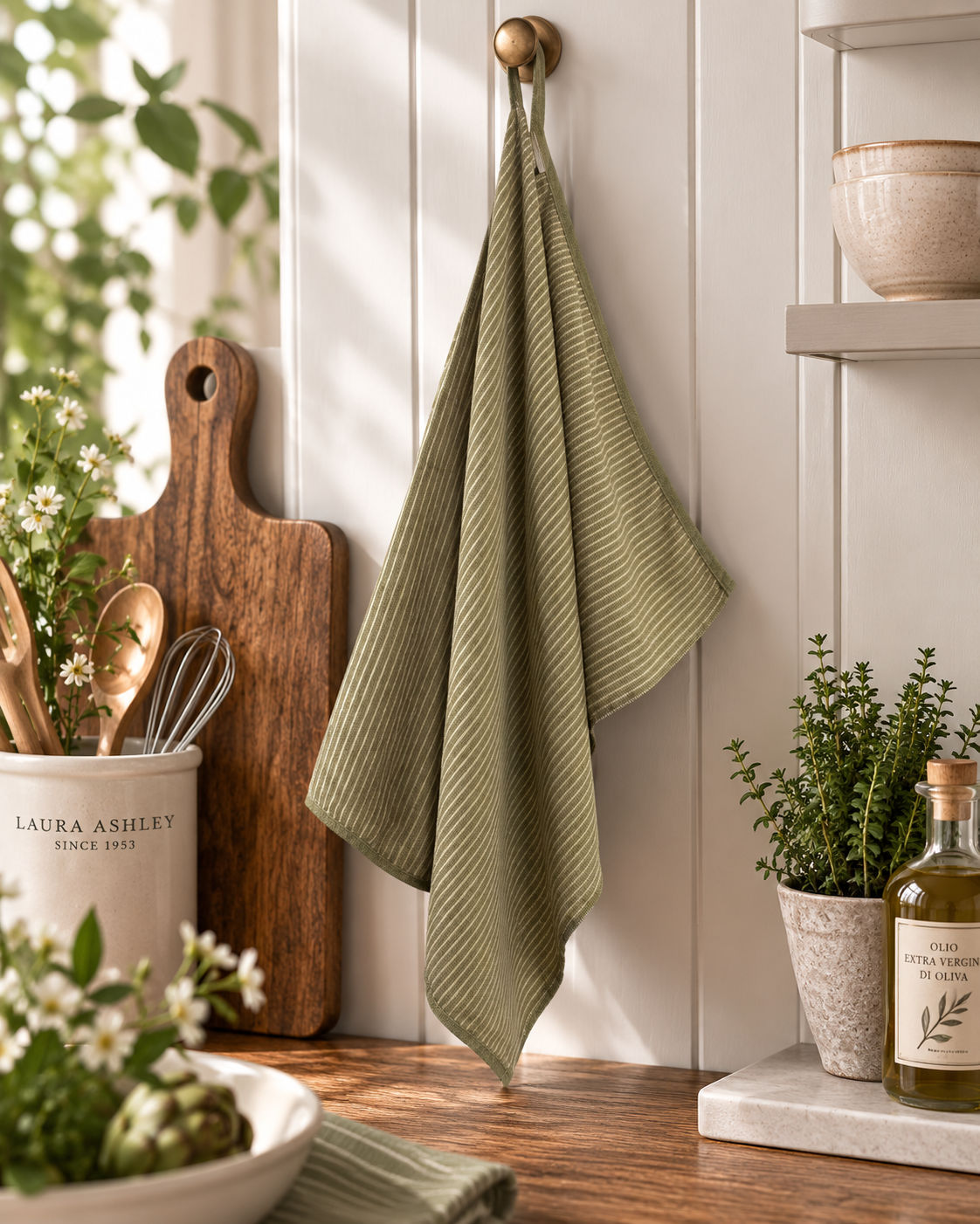 Кухонний рушник WILD CLEMATIS 50*70 (Sage green Stripe)